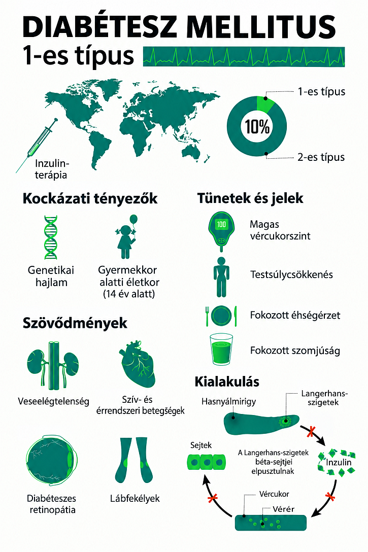 1-es típusú cukorbetegség - Infografika