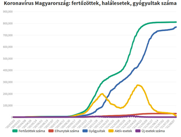 Koronavírus fertőzöttek, 2021.08.17.