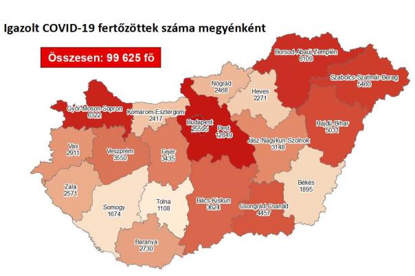 Koronavírus megyénként, 2020.11.06.