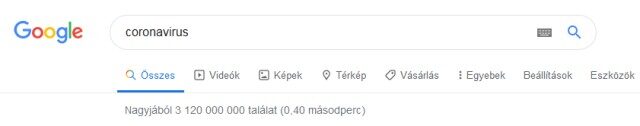 Coronavirus a Google keresőben