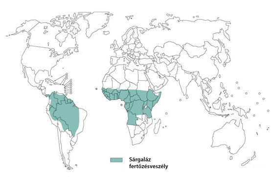 Sárgaláz fertőzésveszély térkép