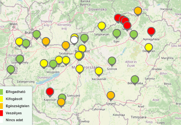 Levegőminőség térkép